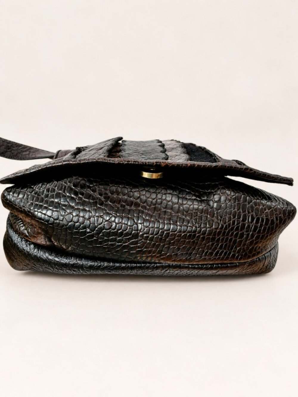 Vintage SHARIF Exotic Reptile Leather Patchwork Crossbody Bag - Picture 10 of 15